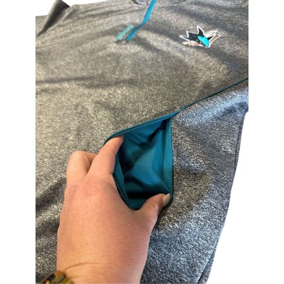 NHL San Jose Sharks Hockey Gray 1/4 Zip Pullover Sweatshirt | Size 2XL - Picture 5 of 8